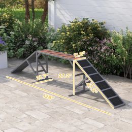 PawHut Dog Agility Equipment Ramp With Safety Bar, Non-slip Surface, For Walk And Pause Training, Gray (Option: Gray)